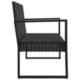4 Piece Garden Lounge Set with Cushions Black Poly Rattan - Extra Image