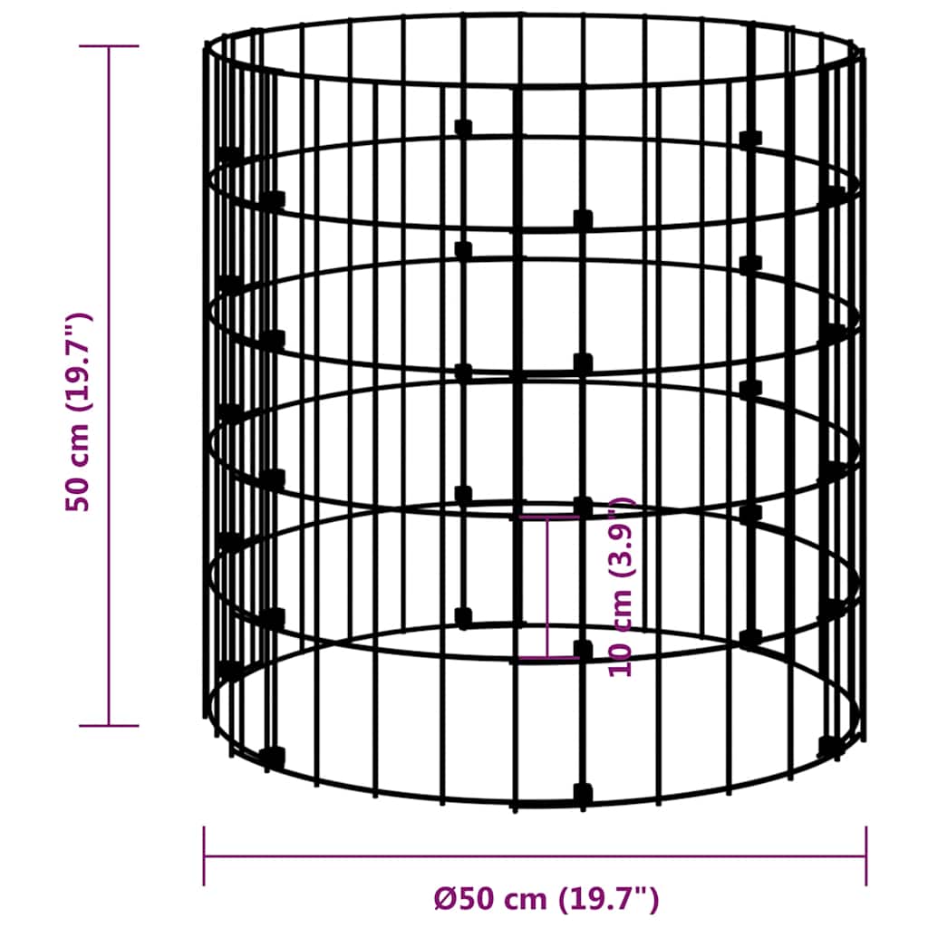 Circular Gabion Pole Galvanised Steel ?0x50 cm
