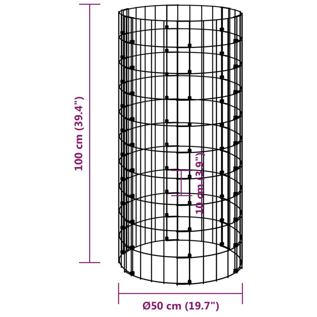Circular Gabion Pole Galvanised Steel ?0x100 cm