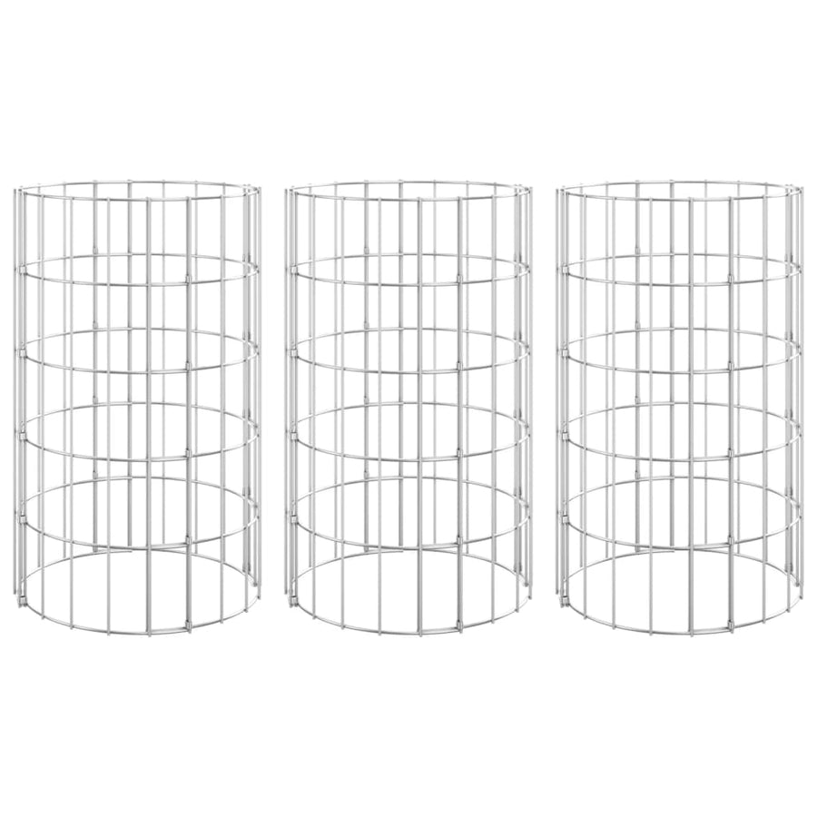Circular Gabion Raised Beds 3 pcs Galvanised Steel Ø30x50 cm