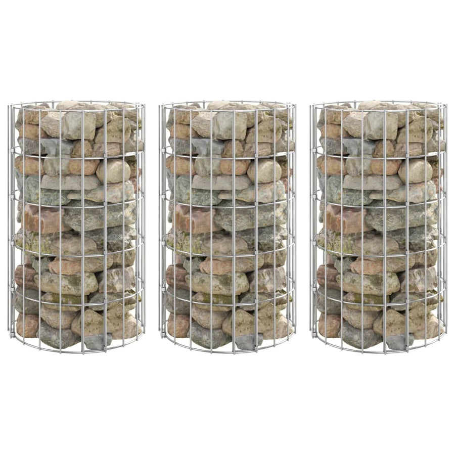 Circular Gabion Raised Beds 3 pcs Galvanised Steel Ø30x50 cm