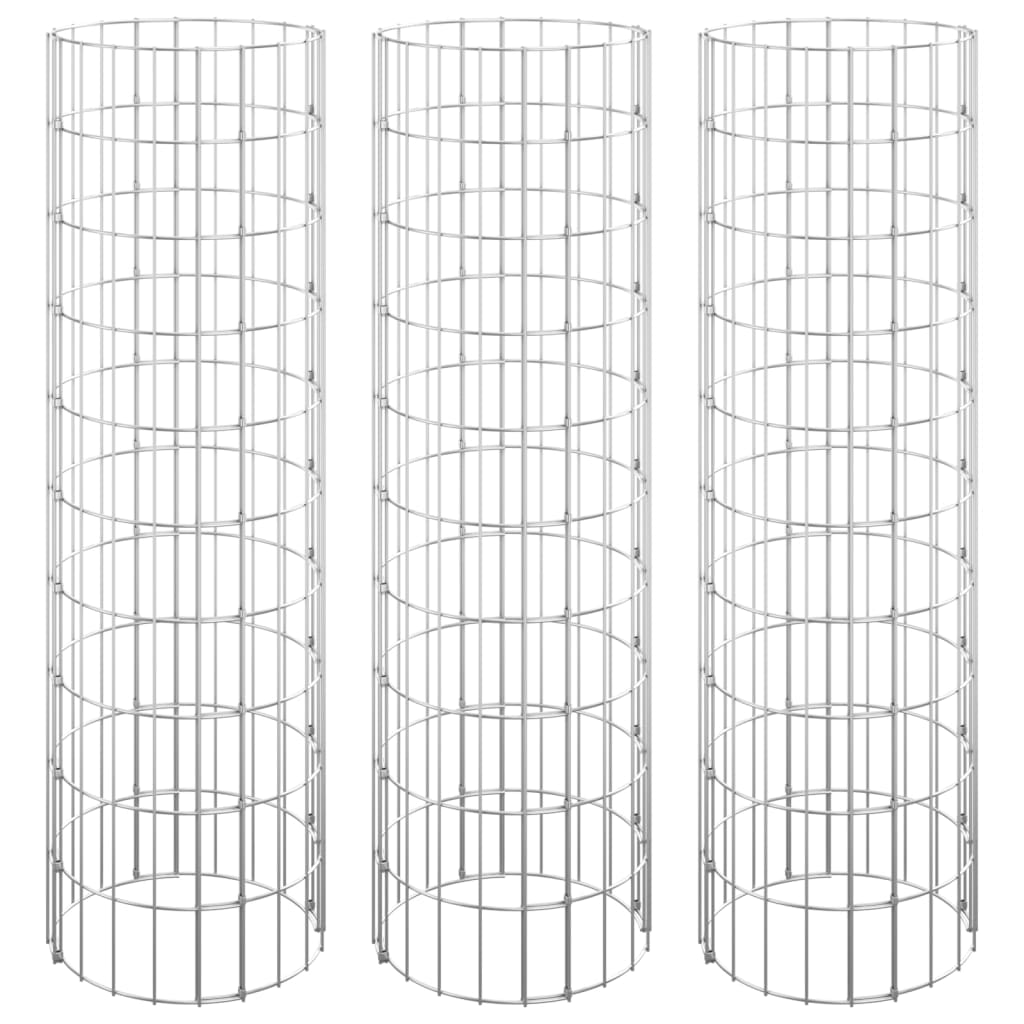 Circular Gabion Raised Beds 3 pcs Galvanised Steel Ø30x100 cm