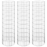 Circular Gabion Raised Beds 3 pcs Galvanised Steel Ø30x100 cm - Front View