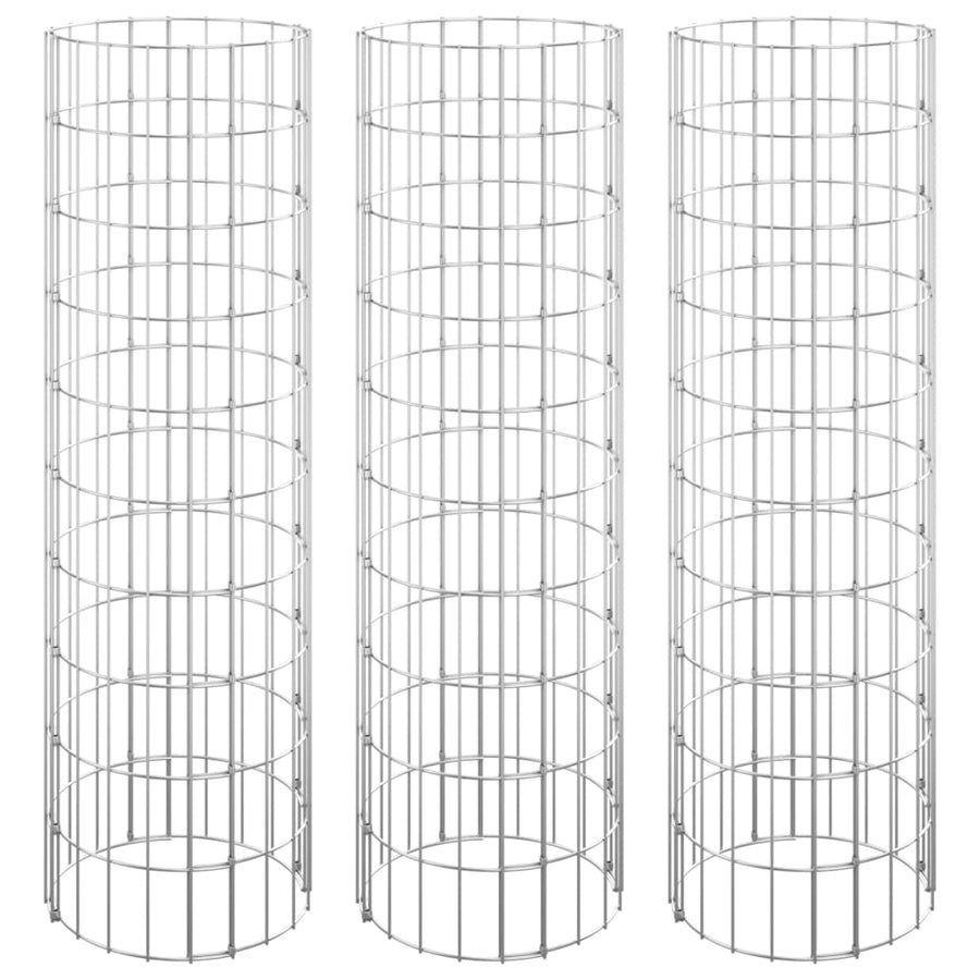 Circular Gabion Raised Beds 3 pcs Galvanised Steel Ø30x100 cm