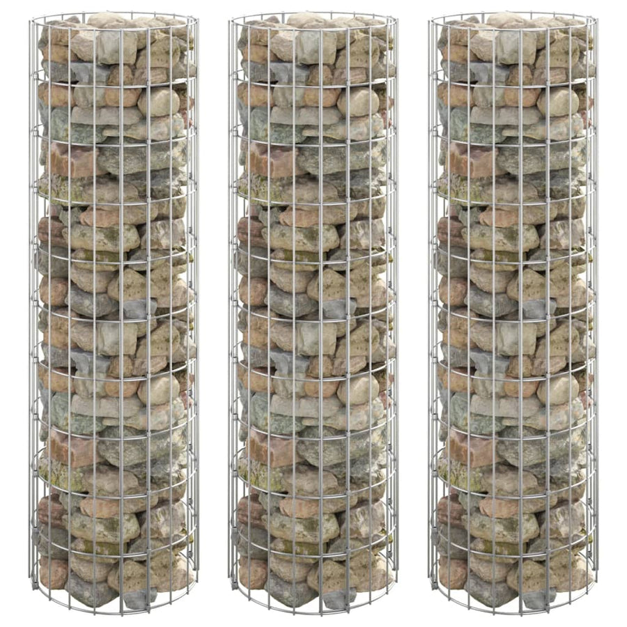 Circular Gabion Raised Beds 3 pcs Galvanised Steel Ø30x100 cm