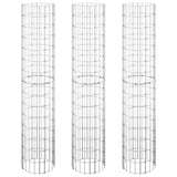Circular Gabion Raised Beds 3 pcs Galvanised Steel Ø30x150 cm