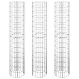 Circular Gabion Raised Beds 3 pcs Galvanised Steel Ø30x150 cm - Front View