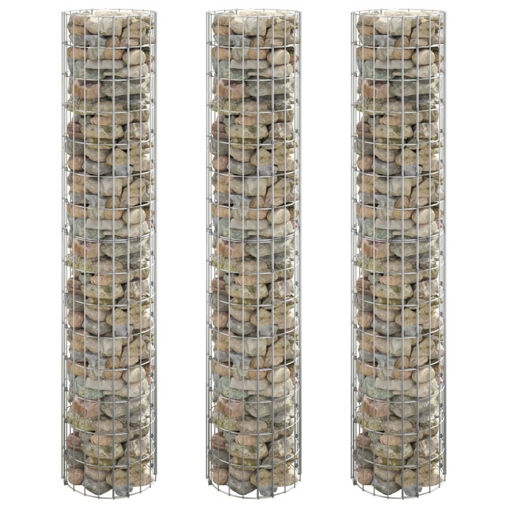 Circular Gabion Raised Beds 3 pcs Galvanised Steel Ø30x150 cm