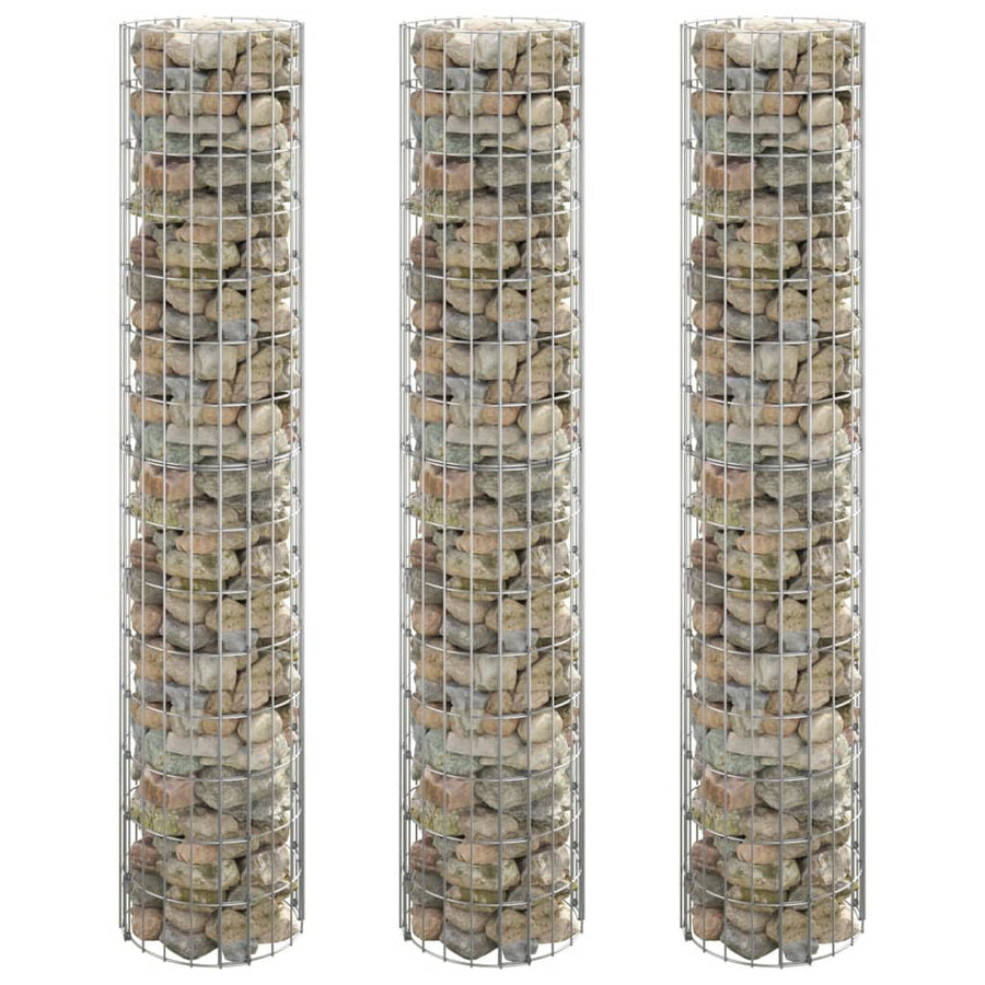 Circular Gabion Raised Beds 3 pcs Galvanised Steel Ø30x150 cm