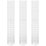 Circular Gabion Raised Beds 3 pcs Galvanised Steel Ø30x200 cm - Front View