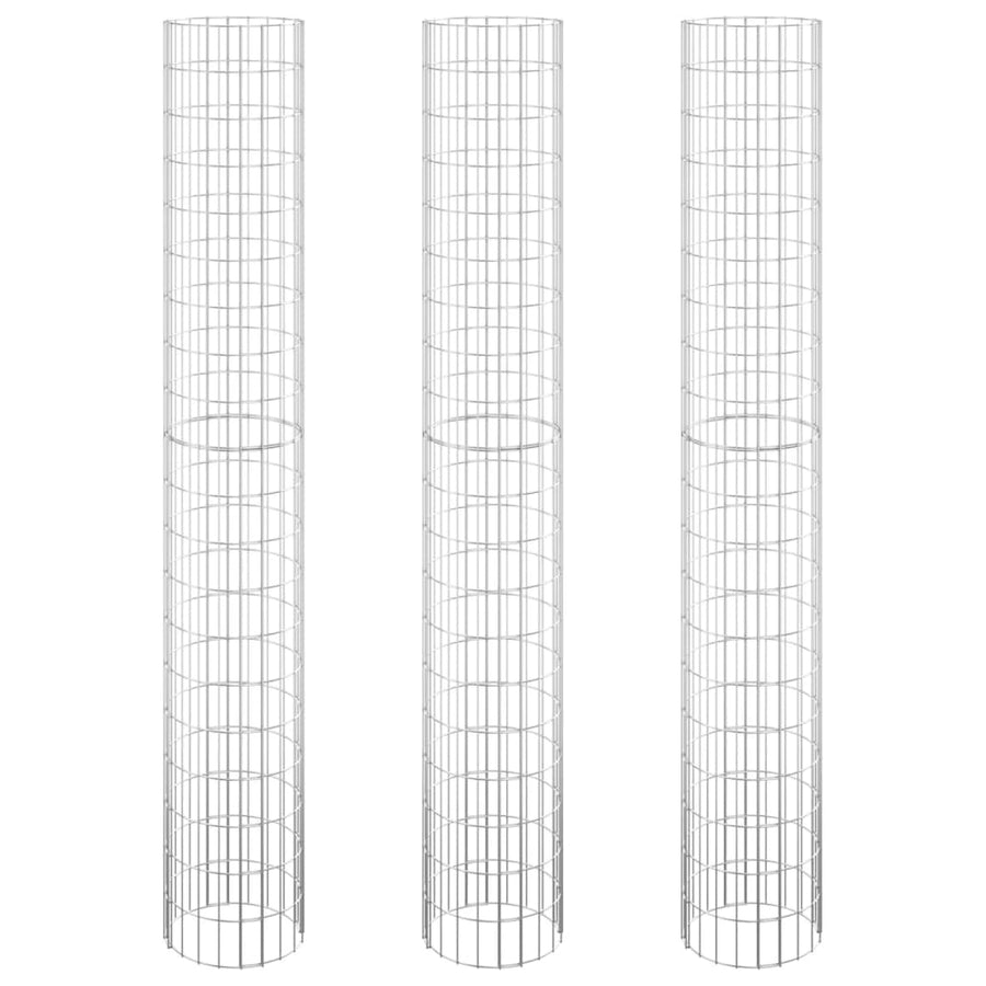 Circular Gabion Raised Beds 3 pcs Galvanised Steel Ø30x200 cm
