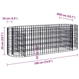 Gabion Raised Bed Galvanised Iron 190x50x50 cm - Low Angle