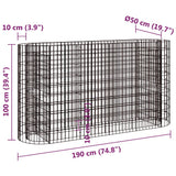 Gabion Raised Bed Galvanised Iron 190x50x100 cm