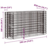 Gabion Raised Bed Galvanised Iron 190x50x100 cm - Low Angle