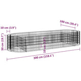 Gabion Raised Bed Galvanised Iron 300x100x50 cm