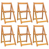 Folding Garden Chairs 6 pcs Solid Wood Acacia - Front View