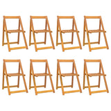 Folding Garden Chairs 8 pcs Solid Wood Acacia - Front View