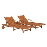2 Piece Sunlounger Set with Table Solid Wood Acacia - Side View