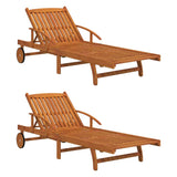 Sun Loungers 2 pcs Solid Wood Acacia - Side View