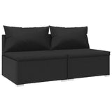 2 Piece Garden Lounge Set with Cushions Poly Rattan Black - Front View