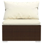 2 Piece Garden Lounge Set with Cushions Poly Rattan Brown