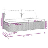 2 Piece Garden Lounge Set with Cushions Poly Rattan Brown - 45-Degree Angle