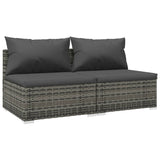 2 Piece Garden Lounge Set with Cushions Poly Rattan Grey - Front View