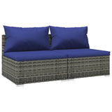 2 Piece Garden Lounge Set with Cushions Poly Rattan Grey - Front View