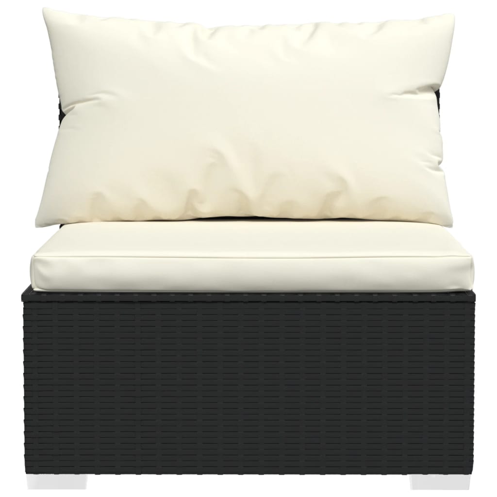 3 Piece Garden Lounge Set with Cushions Poly Rattan Black