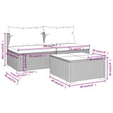 3 Piece Garden Lounge Set with Cushions Poly Rattan Brown - Close-Up Angle