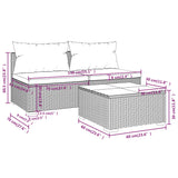 3 Piece Garden Lounge Set with Cushions Poly Rattan Grey - Close-Up Angle