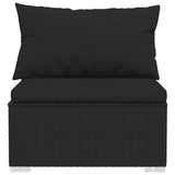 5 Piece Garden Lounge Set with Cushions Poly Rattan Black - Top-Down View
