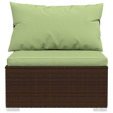5 Piece Garden Lounge Set with Cushions Poly Rattan Brown - Top-Down View
