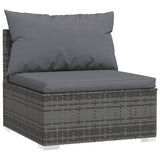 5 Piece Garden Lounge Set with Cushions Poly Rattan Grey - Side View