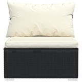 4 Piece Garden Lounge Set with Cushions Poly Rattan Black - Rear View