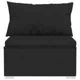 4 Piece Garden Lounge Set with Cushions Poly Rattan Black - Rear View