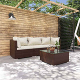 4 Piece Garden Lounge Set with Cushions Poly Rattan Brown