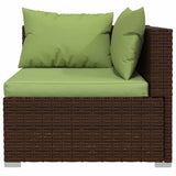 4 Piece Garden Lounge Set with Cushions Poly Rattan Brown - Top-Down View