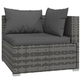 4 Piece Garden Lounge Set with Cushions Poly Rattan Grey - Side View