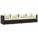 4 Piece Garden Lounge Set with Cushions Poly Rattan Black