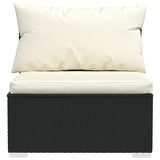 4 Piece Garden Lounge Set with Cushions Poly Rattan Black - Rear View