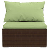 4 Piece Garden Lounge Set with Cushions Poly Rattan Brown - Rear View