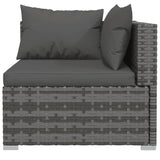 4 Piece Garden Lounge Set with Cushions Poly Rattan Grey - Top-Down View