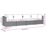 4 Piece Garden Lounge Set with Cushions Poly Rattan Grey - Close-Up Angle