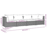 4 Piece Garden Lounge Set with Cushions Poly Rattan Grey - Close-Up Angle