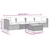 5 Piece Garden Lounge Set with Cushions Poly Rattan Brown
