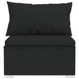 5 Piece Garden Lounge Set with Cushions Poly Rattan Black