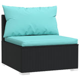 6 Piece Garden Lounge Set with Cushions Poly Rattan Black - Side View