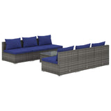 7 Piece Garden Lounge Set with Cushions Poly Rattan Grey