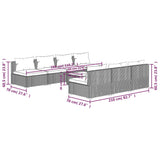 8 Piece Garden Lounge Set with Cushions Poly Rattan Black - Close-Up Angle